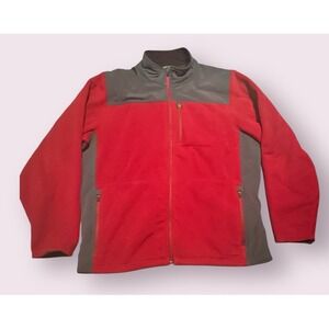 L.L. Bean Polartec Full Zip Jacket Men's Large Red Gray Fleece Outdoor Hiking